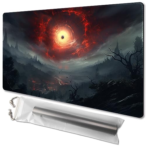 MTG Playmat Size 24x14in Free Storage Bags Non-Slip Backing Printing, Ideal for Card Game Enthusiasts TCG Playmat (Fire Storm,No with Zone) - color: Fire Storm-no With Zone