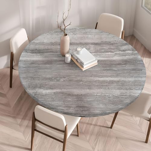 Waterproof Tablecloth Elastic Edged Tablecloth Wipeable Table Cloth Table Cover for Outdoor, Patio, Kitchen and Dining Room 23" Inch Round Tight Fit Stone 4 - color: Stone 4, size: 23" Inch Round Tight Fit