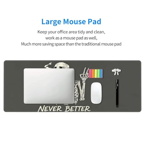 Gaming Mouse Pad, Large Skull Skeleton Mousepad Laptop, Extended Mouse Mat, Long XL Waterproof Keyboard Pads, Big Non-Slip Mousepads for Game Office Home, 31.5 x 11.8 in - color: Skull Skeleton
