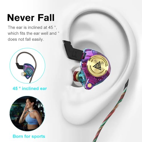 Wired Gaming Earbuds 2Pack, Ak3file in Ear Monitors, Deep Bass Sound Wired Earbuds, HiFi in Ear Headphones with 1DD 10mm Dynamic Driver, IEM for Music Gaming Video Calling (Black+Purple) - color: Black+Purple