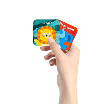 Hebayy 36 Pair Animals Matching Game Cartoon Flash Cards Erasable(72 PCs, Each Measures 2” X 2”) - style: Cartoon Animals 1
