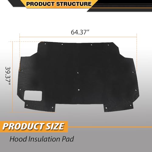 CNNELL Hood Insulation Pad with Clips Compatible with Ford F150 Bronco F250 F350 1987-1991 - style: 1987-1991 Ford F150