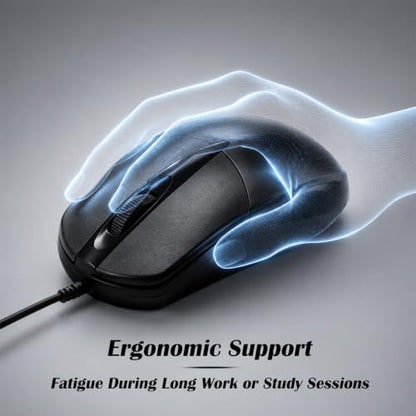 6 Pack Wired USB Silent Computer Mouse Bulk, 3 Button 1000 DPI Corded Mice for Laptop Desktop Home Office School Lab PC Gaming