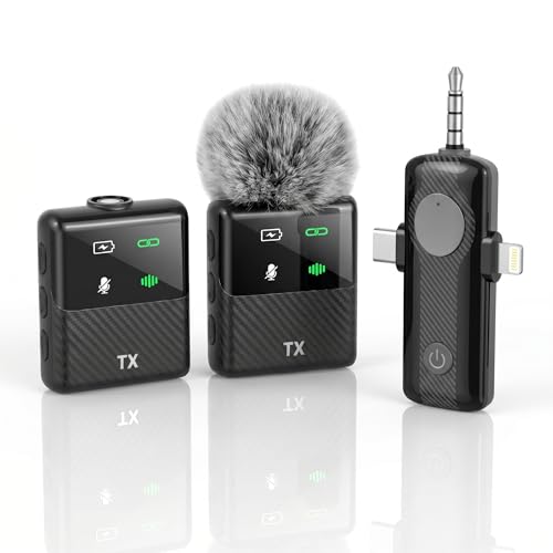 DORNLAT Wireless Lavalier Microphone, 3 in 1 Plug Play Lapel Mic for iPhone/Android/Camera, Noise Cancelling, Mini Compact Lavalier Mic for Vlog, YouTube, TikTok, Live Streaming, Record Interview - color: MS11