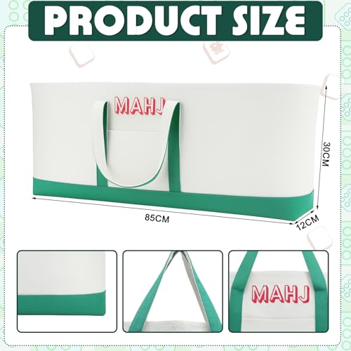 Mahjong Bag for Tiles and Racks Empty American Mahjong Tiles Carrying Tote 31.5 x 12 x 4 Inches Canvas Tile Games Accessories Gifts for Card Pushers Rack Mat Carrying (Case Only)(Green) - color: Green