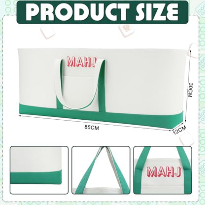 Mahjong Bag for Tiles and Racks Empty American Mahjong Tiles Carrying Tote 31.5 x 12 x 4 Inches Canvas Tile Games Accessories Gifts for Card Pushers Rack Mat Carrying (Case Only)(Green) - color: Green