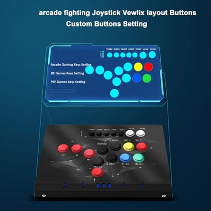 NBCP Arcade Fight Stick - Arcade fighting Joystick -Street Fighter Games Controler with Turbo for PS3, Nintendo Switch, PC Windows (7/8/10/11), Android TV Box,Raspberry Pi,NEOGEO Mini