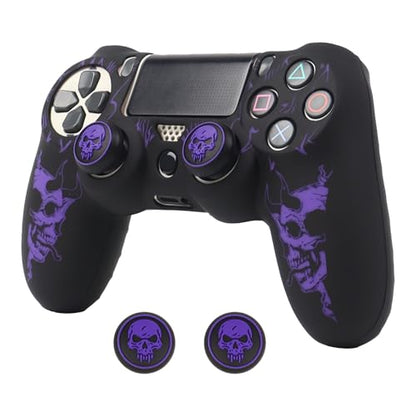 RALAN Horned Skull Head Design Controller Skin Cover with 2 Thumb Grips Compatible with PS4/Playstation 4 Slim/Pro Controller - color: Horned Skull Purple
