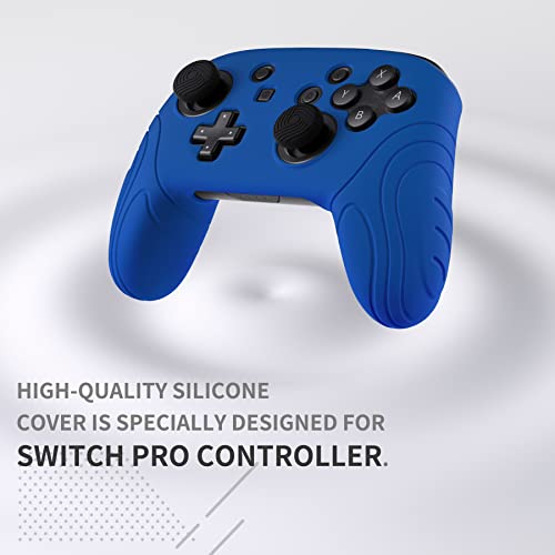 PlayVital Samurai Edition Ergonomic Silicone Skin Protective Case for Nintendo Switch Pro Controller, Soft Anti-slip Controller Grip Protector for Nintendo Switch Pro with Thumb Grip Caps - Blue - color: Blue