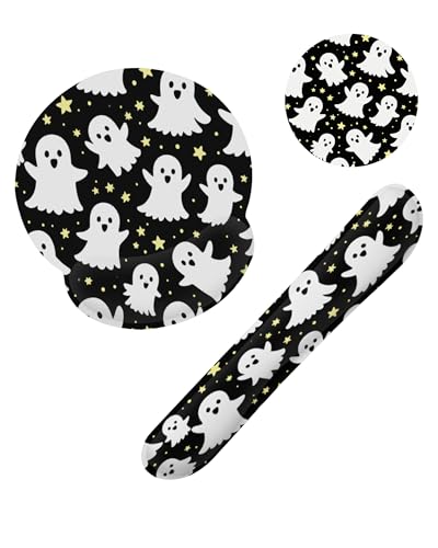 Halloween Ghosts Keyboard Wrist Rest Pad Mouse Pad Set,Ergonomic Mousepad Wrist Support Memory Foam Desk Pad for Gaming Office,Non-Slip Rubber Base Easy Typing for Home Office Computers - color: Halloween Ghosts
