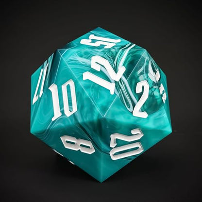 55mm 20 Sided DND Dice, Giant D20 D&D Polyhedral Dice Large D20 with Die Gift Box for RPG Table Games (Green with White/White Number) - color: Green With White/White Number