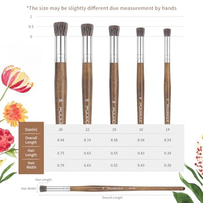 Professional Oil Paint Brushes, Fuumuui 5Pcs Natural Badger Bristle Blending Brush Set for Acrylic, Oil and Gouache - Round Flat Top Shape with Birch Handle - style: Round Flat Top