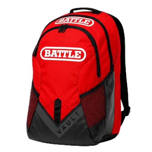 Battle Vault Backpack - Lightweight & Durable Bag With Large Front Pocket, Adjustable Shoulder Straps, Soft-Lined Top Sleeves - color: Red/White