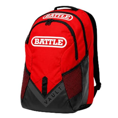 Battle Vault Backpack - Lightweight & Durable Bag With Large Front Pocket, Adjustable Shoulder Straps, Soft-Lined Top Sleeves - color: Red/White