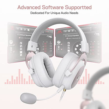 Redragon H510 Zeus White Wired Gaming Headset - 7.1 Surround Sound - Memory Foam Ear Pads - 53MM Drivers - Detachable Microphone - Multi Platforms for PC, PS4/3 & Xbox One/Series X, NS - color: White H510