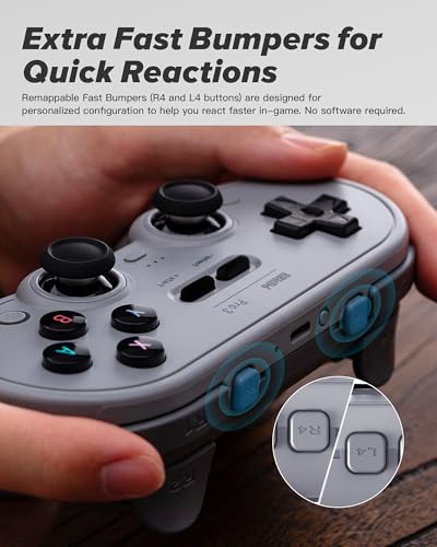 8Bitdo Pro 3 Bluetooth Controller with TMR Joysticks (Gray) | Swappable ABXY Buttons, Pro Back Buttons, Hall Triggers, Charging Dock, for Switch/Switch 2, Windows, Apple, SteamOS, Android - color: Gray, size: Pro 3