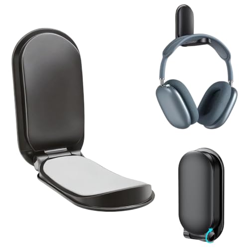 Headphone Stand,Foldable Sticky Headset Hanger - Adhesive Headphone Holder Hook Mount with Non-Slip Silicone,Universal Fit Gaming Headphones Stand for Airpods Max,HyperX All Earphones