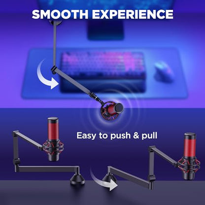 InnoGear Low Profile Mic Arm Foldable Boom Arm Mic Stand Desk for Fifine | Smooth Adjustment, 360° Rotation, 3.3 lb Weight Capacity, Horizontal Reach 26.1", 3/8" to 5/8" Adapter, For Desk Under 2.75" - color: Black, style: 3-Axis Arm