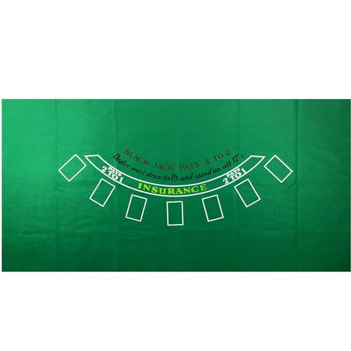 Blackjack Table Top Felt Layout - 36" x 72" Rectangle Las Vegas Style Green Casino Poker Table Cover Mat, Great for Poker Game Night Events Theme Party Fundraisers & Gatherings - size: 72" x 36" (Rectangular), style: Blackjack