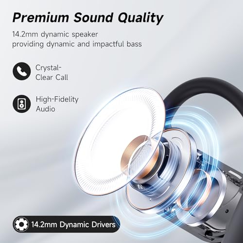 Open Ear Earbuds Wireless Bluetooth 6.1, Bluetooth Earbuds with Earhooks, HiFi Stereo Open Ear Headphones with ENC Mic, IP7 Waterproof Wireless Headphones for Running, Sports, Workout and Business