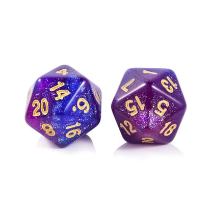 10 Pieces Polyhedral Dice Set D20 Dice 20mm Acrylic 20 Sided Game Dice for Dungeons and Dragons RPG MTG DND Dice Table Games (Starry Purple Blue) - color: Starry Purple Blue