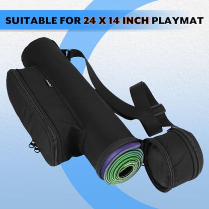 Playmat Tube Case Portable Game Play Mat Storage Bag with Adjustable Strap Compatiable with TCG/MTG Playmat, Game Mat Carry Case with Trading Card Holder and Dice Pocket
