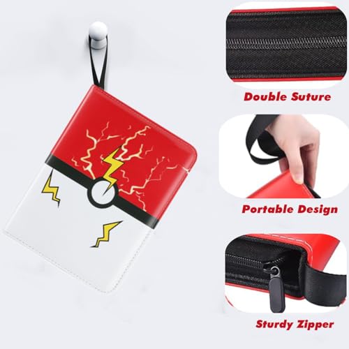 Trading Card Binder, 4 Pockets 400 Cards Holder Collector Album with 50 Removable Sleeves Compatible with Pokemon Cards Football Baseball Card Game Sports Cards Red - size: 400 Cards