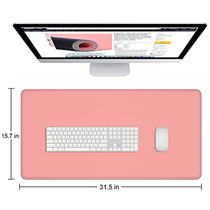 Dapesuom Large Gaming Mouse Pad, Extended Mouse Mat with Stitched Edges, Full Size Keyboard Pad with Non-Slip Base, Big XXL Computer Desk Mats for Gamer, Laptop, Office, 31.5 x 15.7in, Rose Pink - color: Rose Pink, size: 31.5L x 15.7W inches