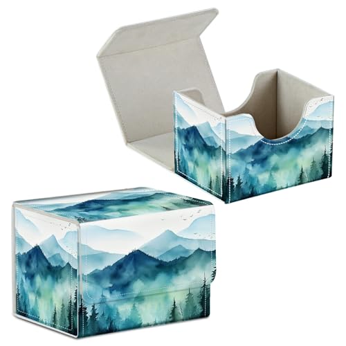 Card Deck Box for Trading Cards Commander Deck Box Card Storage Box with Strong Magnet Magic Premium Gathering Deck Box Cover for TCG CCG Magic Cards,Watercolor Forest - color: Watercolor Forest, size: A Card Case