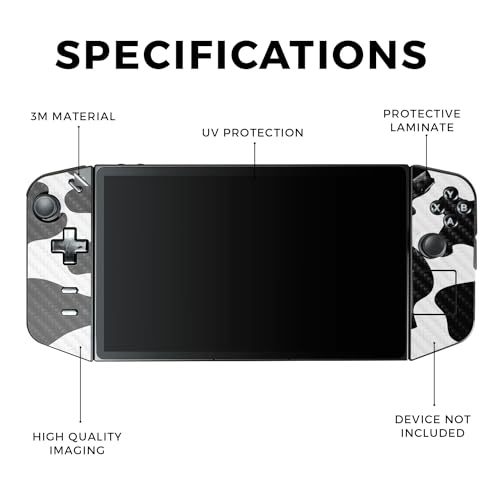 Carbon Fiber Gaming Skin Compatible with Lenovo Legion Go - Cow Print - Premium 3M Vinyl Protective Wrap Decal Cover - Easy to Apply | Crafted in The USA by MightySkins - color: Cow Print, style: Carbon Fiber Textured Finish