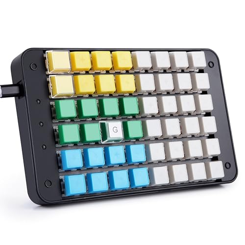 Koolertron One Handed Macro Mechanical Gaming Keyboard, Fully Programmable Mini Keypad, 48-Key Mini USB Macro Keyboard with Blank Keycaps, for Gamers/Cashier/Designers/Video Editors - color: 48 keyboard/Red Switch(Update), size: 48 Keys