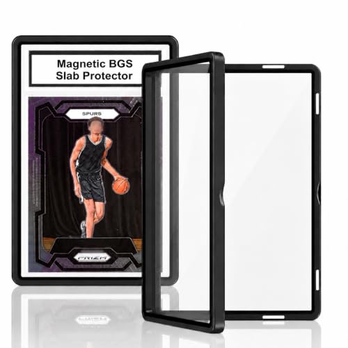 BGS Slab Case with 9-Point Secure Lock, Aluminum Alloy Graded Card Case for 35PT BGS Slabs,Magnetic UV Protection Slab Protector for Professional Display & Storage Frame for Sports Cards (Black) - color: Black