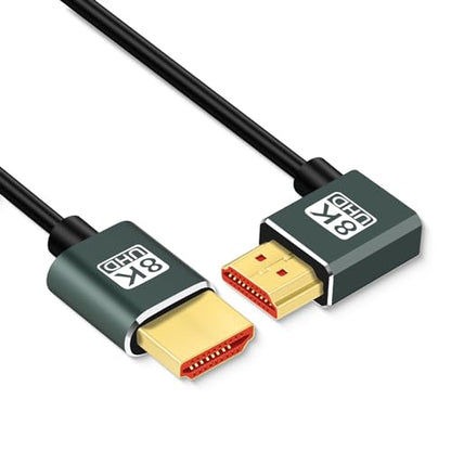Thsucords Ultra Thin 8K HDMI 2.1 90 Degree Right Angle Cable 6.6FT, Flexible Slim High Speed Cord Support 4K@120Hz 8K@60Hz Compatible with Roku TV/HDTV/PS5/Blu-ray - size: 6.6FT, style: 90 Degree Right Angle