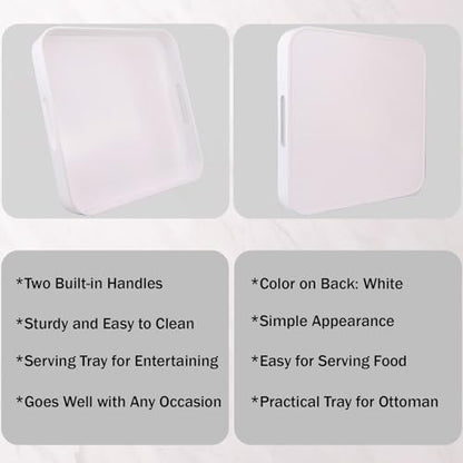 Square White Serving Tray, Ottoman Tray for Coffee Table - color: S-white, size: 13" x 13" x 1.6"
