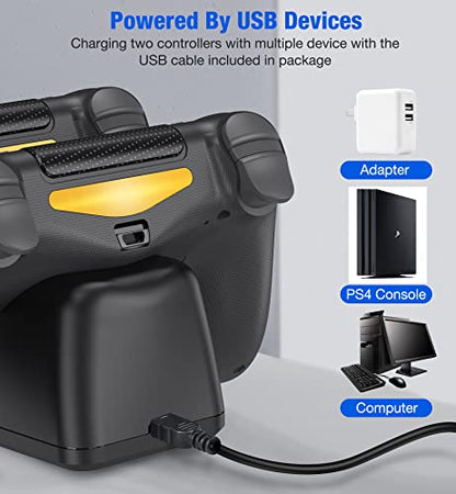 PS4 Controller Charger Dock Station with Charging Cable,1.8Hrs Fast Charge PS4 Remote Charging Station, Replacement for PlayStation 4 Dualshock 4 Charger for PlayStation 4 Games - color: Black-Green