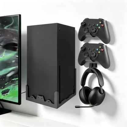 BracNova Wall Mount Kit for Xbox Series X-Steel Wall Mount Shelf Stand with Detachable Controller Holder and Headphone Hook-Safely Store Your Xbox X Console Near or Behind Your TV