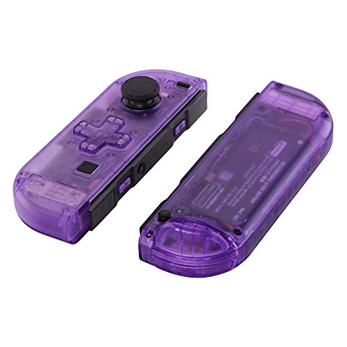eXtremeRate Clear Atomic Purple Joycon Handheld Controller Housing (D-Pad Version) with Full Buttons, DIY Replacement Shell Case for Nintendo Switch & Switch OLED Joy-Con – Console Shell NOT Included - color: Clear Atomic Purple