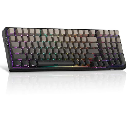MageGee LIGHT100 Wireless Creamy Keyboard, Gasket Structure Hot Swappable, 2.4G/USB-C/BT5.0 RGB Backlit Mechanical Gaming Keyboard for Win/Mac/PC, 8000mAh Battery, Side Printed PBT Keycap, Black - color: Black/Blue Whale Switch