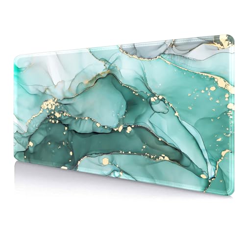 IMAYONDIA Teal Turquoise Marble Desk Mat, Abstract Swirls Cute Desk Pad, Modern Green Ink Art Large Gaming Mouse Pad Mousepad for Desks, Aesthetic Desktop Laptop Mat, Gift for Women Men - color: Teal Turquoise Marble