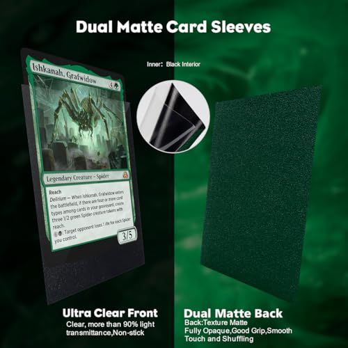 Power Green Dual Matte Card Sleeves, Katomula Card Sleeves for MTG, Standard Card Sleeve for MTG, PKM, Flesh & Blood - color: Power Green