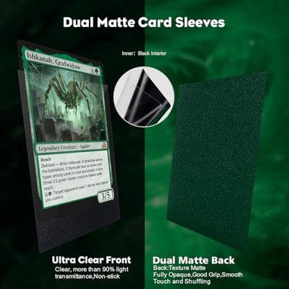 Power Green Dual Matte Card Sleeves, Katomula Card Sleeves for MTG, Standard Card Sleeve for MTG, PKM, Flesh & Blood - color: Power Green