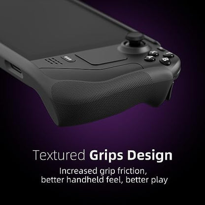 Skull & Co. GripCase Bundle for Steam Deck: Soft Protective Case with Textured Grips Full Protection and Stand, Non-Slip and Anti-Scratch Cover Design [with Slim Carrying Case] - Black - color: Black, size: GripCase Bundle