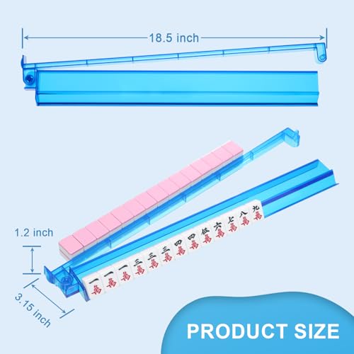 Mahjong Racks with Pushers 4PCS Set Majiang Tile Holder Acrylic Mahjong Racks Accessories and Gifts - color: Deep Blue