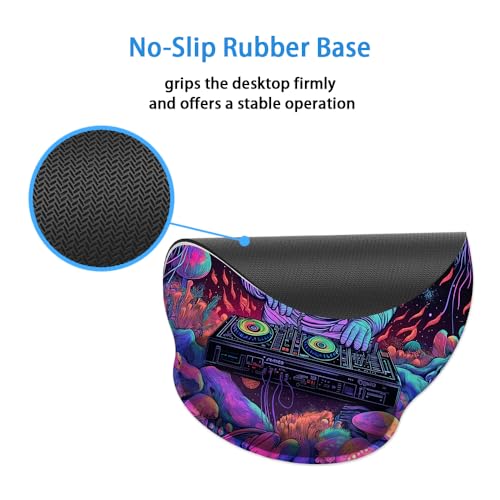 Mouse Pad with Wrist Support, Ergonomic Mouse Pad with Memory Foam Wrist Rest Cushion, Non-Slip Rubber Base Gaming Mice Pad for Home Office Computer Laptop,Cyberpunk Space - color: Cyberpunk Space