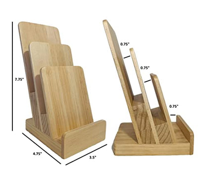 Elegant 3-Tier Pine Wood Literature Holder, Trifold Brochure Holder, Flyer Holder, Postcard Display and Countertop Wooden Display Stand [Pack of 1] - style: Pine 1-Pack