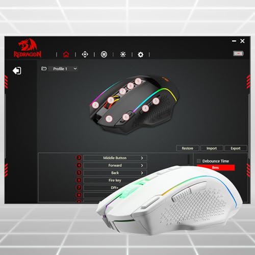 Redragon M991 3-Mode Wireless RGB Gaming Mouse 26000 DPI Remapping Keys | Cable-Free 0 Delay, Smooth Precise Tracking, Rapid-Fire Macro Keybinds, Vibing Backlight, Ergonomic Grip Body Comfort - color: White, style: M991