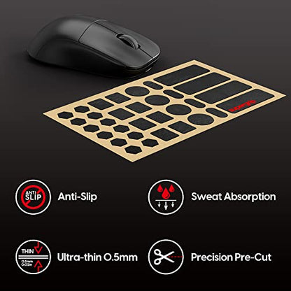 Pulsar Gaming Gears SUPERGRIP Pre-Cut 1 Universal Griptape Pre-Laminated Sweat Absorbing High Performance Universal Anti Slip Mouse Grip Tape Ultra-Thin 0.5mm (0.02in) - style: Pre-Cut 1