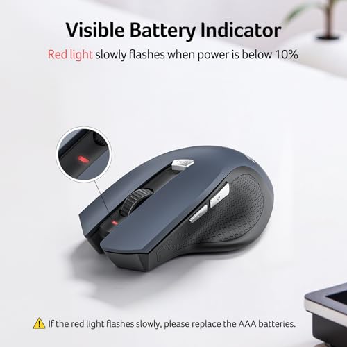 acer Wireless Mouse for Laptop, 2.4GHz Computer Mouse 3 Adjustable DPI Office Cordless USB Mice with USBA Receiver, 6 Buttons, 1600 DPI, Medium to Large Sized Hands Compatible with PC, Laptop, Desktop