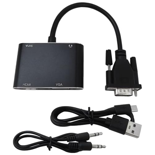 New VGA to HDMI+VGA Adapter for Dual Monitors, VGA to HDMI Adapter Splitter 2 in 1,1080P@60HZ Full HD Display Video Converter for PC Laptop Link Monitor/HDTV/Projector
