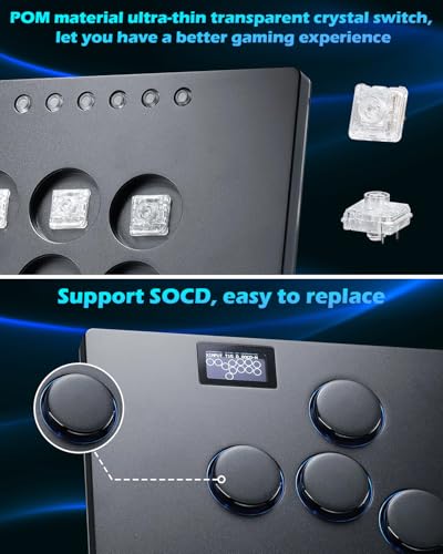 Sehawei Haute42 M Ultra Leverless Arcade Controller - Tournament-Ready Premium Aluminum Arcade Stick with Lock Switch,Custom RGB Lighting & Hot-Swappable Low-Profile Switches for PC/Ps3/Ps4/Switch/Steam - color: M Ultra Black